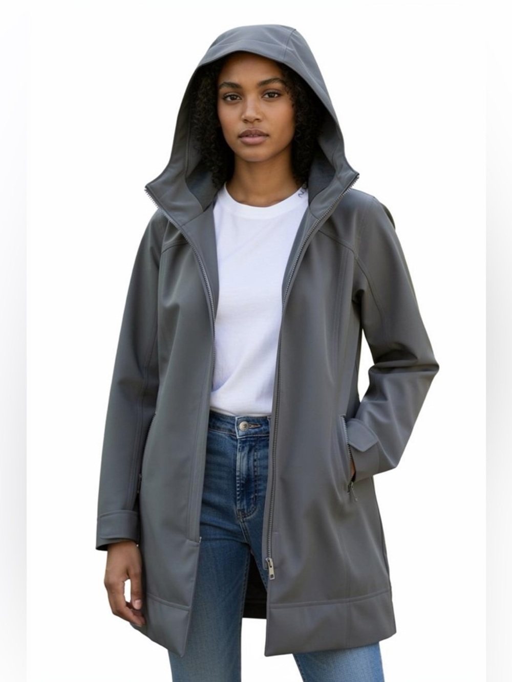 LULULEMON City Softshell Dark Gray Heavy Jacket Rain Coat Size 8
